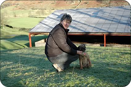 Christine Booth with the roofed midden