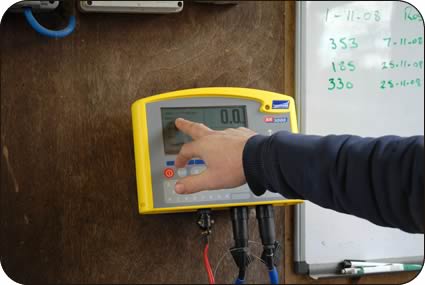 Information can be recorded by computer at the cattle handling facility.