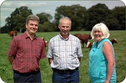 Stuart, Geoff and Sue Royle with their Dunham herd