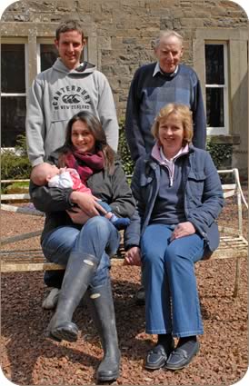 Next generation of the Elliot family - proud parents Tom and Lauren with nine week old daughter Lucy and Tim and Hilary Elliot